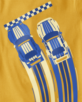 Camiseta con gráfico de coche de carreras para bebés y niños pequeños