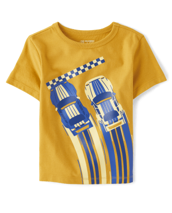 Camiseta con gráfico de coche de carreras para bebés y niños pequeños