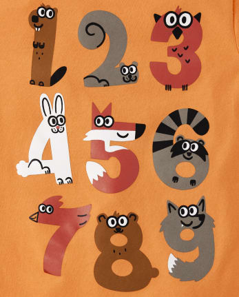 Baby And Toddler Boys Animal Numbers Graphic Tee