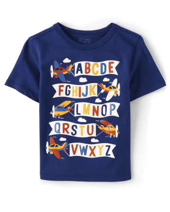 Baby And Toddler Boys Airplane Alphabet Graphic Tee