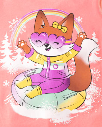 Camiseta con gráfico Fox Snowtubing para bebés y niñas pequeñas