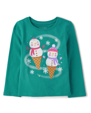 Camiseta con estampado de muñecos de nieve y helado para bebés y niñas pequeñas