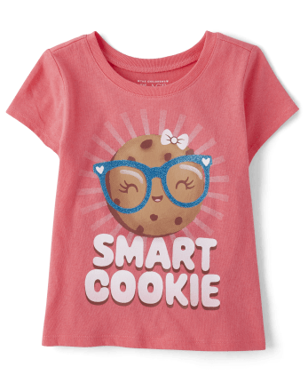Camiseta con estampado de galletas inteligentes para bebés y niñas pequeñas