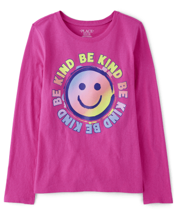 Girls Be Kind Happy Face Graphic Tee