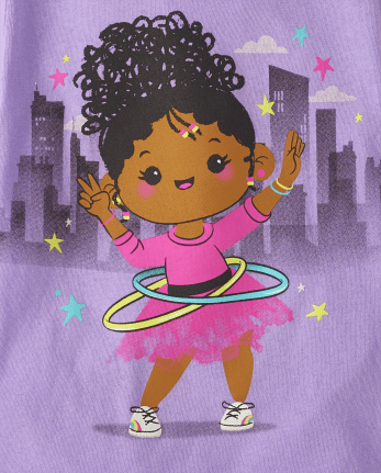 Camiseta con estampado de niña Hula Hoop para bebés y niñas pequeñas