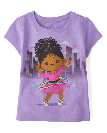 Camiseta con estampado de niña Hula Hoop para bebés y niñas pequeñas