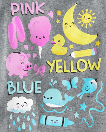Baby And Toddler Girls Learning Colors Graphic Tee