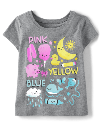 Baby And Toddler Girls Learning Colors Graphic Tee
