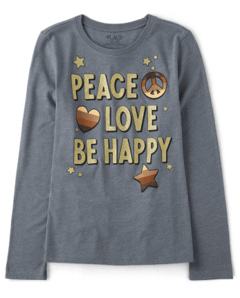 Camiseta con estampado de paz para niñas