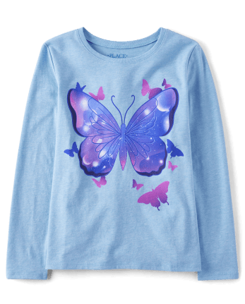 Girls Long Sleeve Butterflies Graphic Tee | The Children's Place - S/D ...