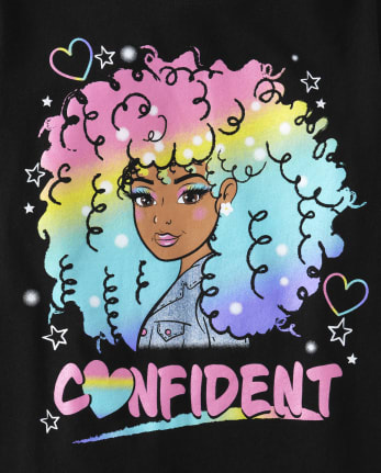 Girls Confident Rainbow Girl Graphic Tee