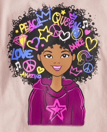 Filles T-shirt graphique Girl Power Doodles