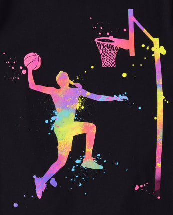 Camiseta con gráfico de baloncesto para niñas