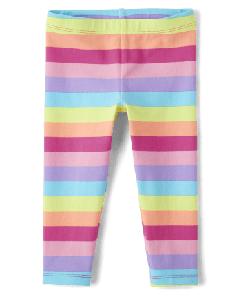 Toddler Girls Mix And Match Rainbow Striped Leggings