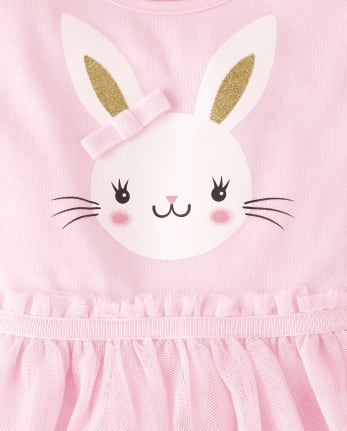 Toddler Girls Short Sleeve Bunny Mesh Woven Tutu Dress CAMEO The Children s Place