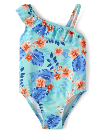 Baby And Toddler Girls Tropical Ruffle One Piece Swimsuit