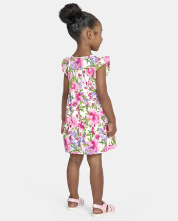Vestido diario escalonado floral para bebés y niñas pequeñas