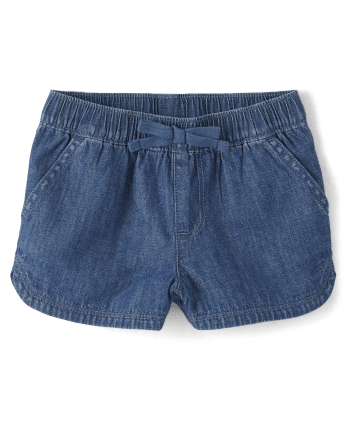 Baby And Toddler Girls Chambray Woven Pull On Shorts | The Children's ...