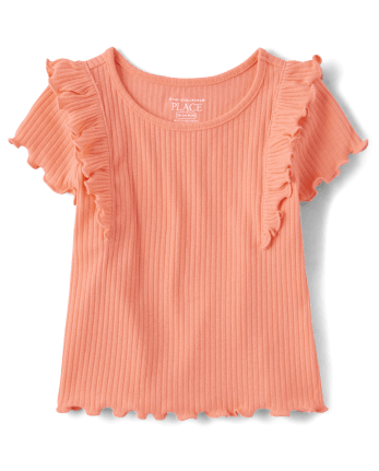 Toddler Girls Ribbed Flutter Top