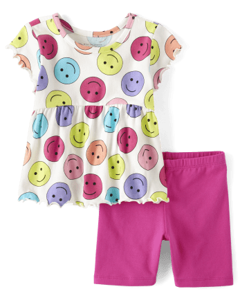 Toddler Girls Happy Face 2-Piece Outfit Set