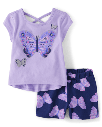 Toddler Girls Butterfly 2-Piece Outfit Set