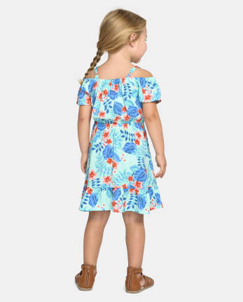 Toddler Girls Matching Family Tropical Ruffle Dress