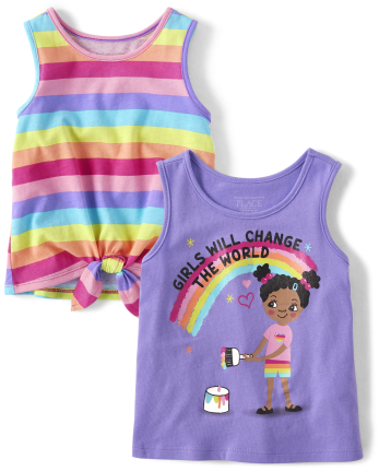 Toddler Girls Rainbow Striped Tank Top 2-Pack