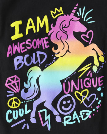 Girls Rainbow Unicorn Graphic Tee