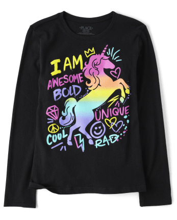 Girls Rainbow Unicorn Graphic Tee