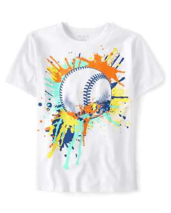 Boys Baseball Paint Splatter Graphic Tee