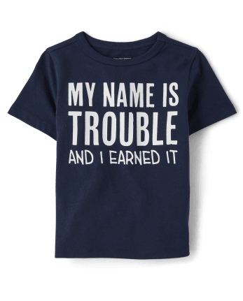 Baby And Toddler Boys Short Sleeve Name Is Trouble Graphic Tee | The ...