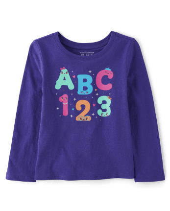 Camiseta con gráfico ABC para bebés y niñas pequeñas