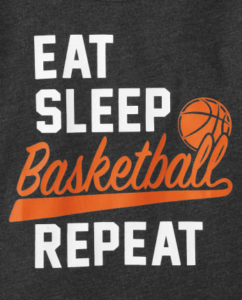 Baby And Toddler Boys Eat Sleep Basketball Repeat Graphic Tee