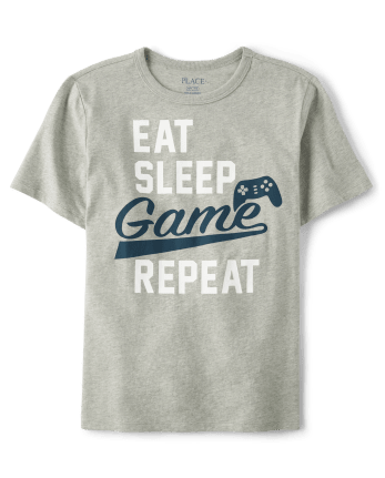 Boys Eat Sleep Game Repeat Graphic Tee