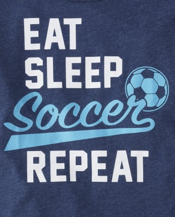 Boys Eat Sleep Soccer Repeat Graphic Tee