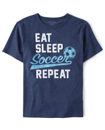 Boys Eat Sleep Soccer Repeat Graphic Tee