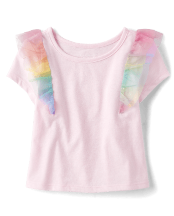 Toddler Girls Rainbow Flutter Top