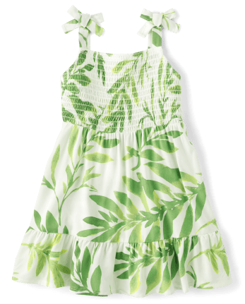 Toddler Girls Matching Family Palm Leaf Ruffle Dress