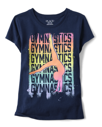Girls Short Sleeve Gymnastics Graphic Tee