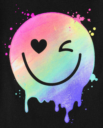 Baby And Toddler Girls Rainbow Happy Face Graphic Tee