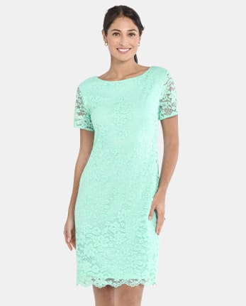 Womens Mommy And Me Short Flutter Sleeve Lace Woven Dress