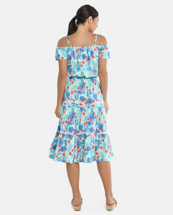Womens Matching Family Tropical Tiered Dress