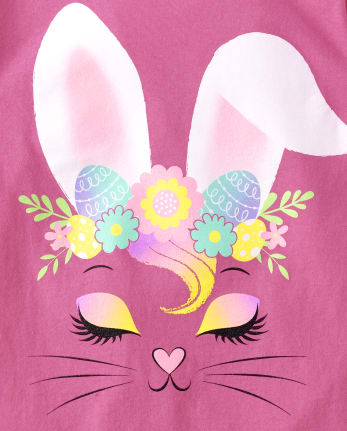 Camiseta con estampado de conejito de Pascua para niñas