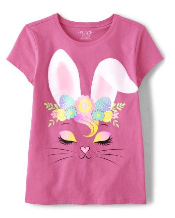 Camiseta con estampado de conejito de Pascua para niñas