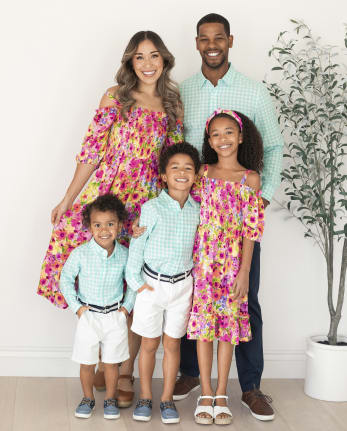 Vestido con volantes florales de mamá y yo para mujer