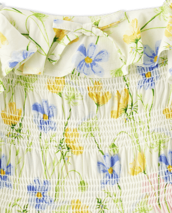Vestido fruncido floral de mamá y yo para niñas