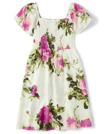 Girls Mommy And Me Floral Smocked Dress