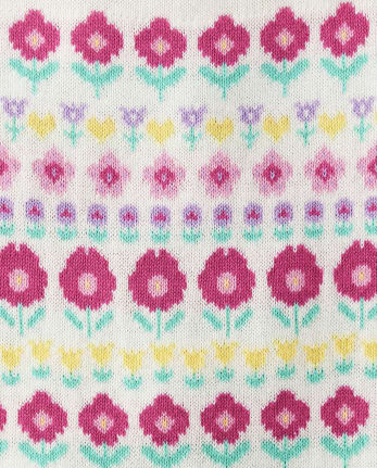 Vestido estilo suéter de grecas alpinos floral para niñas