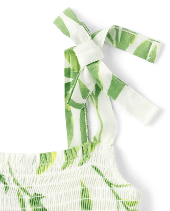 Girls Matching Family Palm Leaf Tiered Dress