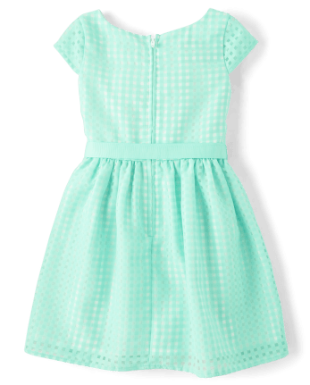 Girls Gingham Organza Fit And Flare Dress